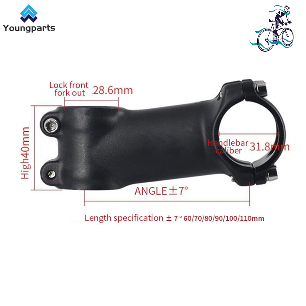 Youngparts Adjustable MTB Stem 31.8mm 70 Degree - 90/110/130/145mm Bike Stem Riser for Handlebar 